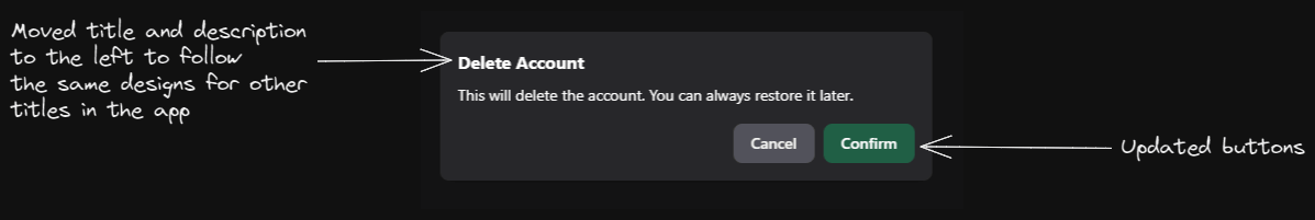 After: Delete account modal
