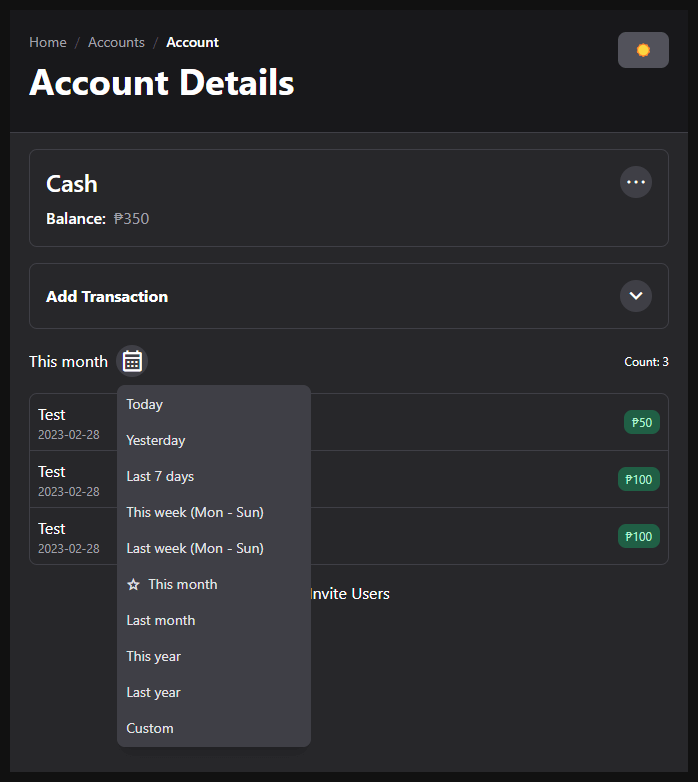 Before: Account page